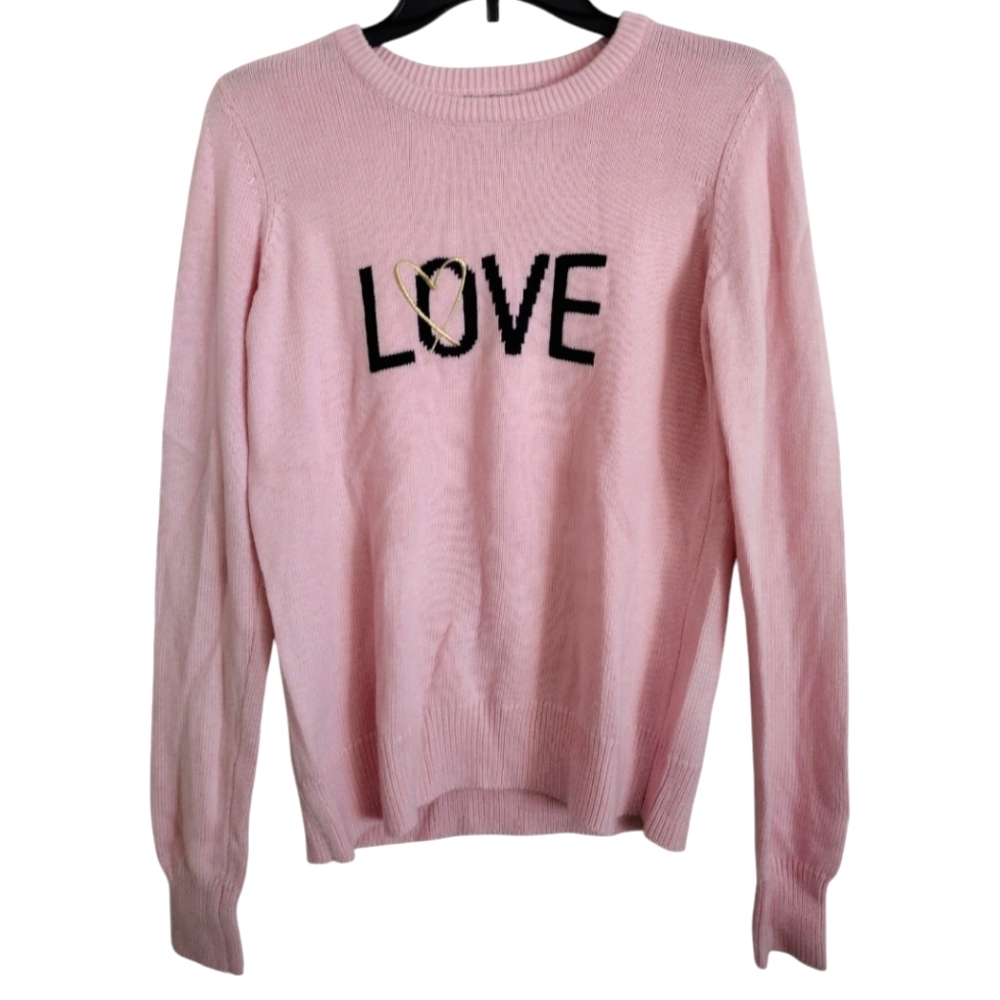 Victoria's Secret pink Love text crew neck sweater light pink size small